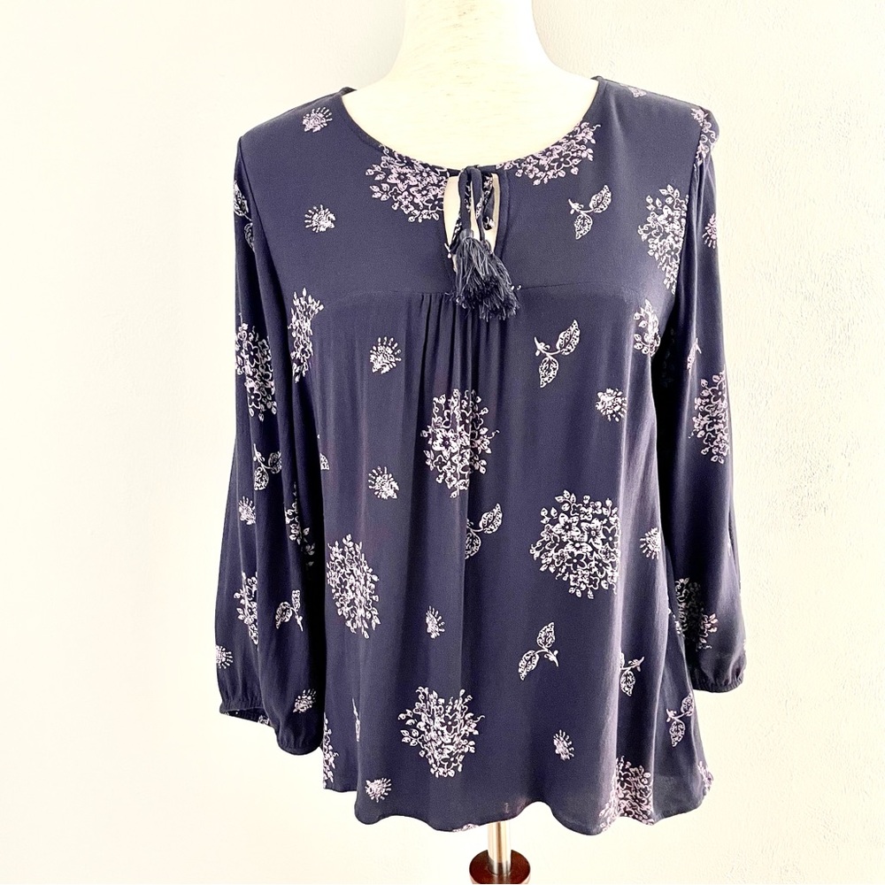 Skies Are Blue 3/4 Sleeve Soft Flowy Floral Crepe Blouse